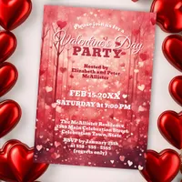 Romantic Red & Pink Hearts Valentine's Day Party  Invitation