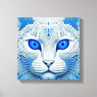 White Mystical Cat Ethereal AI Art Canvas Print