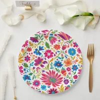 Vibrant Mexican Floral Fiesta Wedding Paper Plates