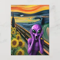 Purple Alien Screaming Postcard