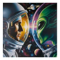 Alien and Astronaut in Space  Acrylic Print