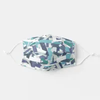 Abstract Blue and White Pattern Adult Cloth Face Mask