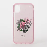 Vintage Gothic Pink Roses Skeleton Monogram Speck iPhone XR Case
