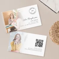 2 Photos Logo QR Code Life Coach Business Card