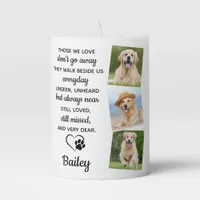 Pet Memorial Pet Loss Paw Print Heart Dog 3 Photo Pillar Candle
