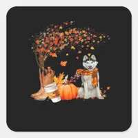 It’s Fall Y’all Dog Autumn Aesthetic Style Square Sticker