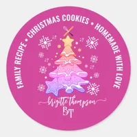 Violet Christmas Tree Cookie Baking Crew Snowflake Classic Round Sticker