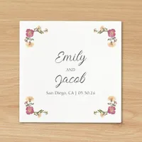Elegant Wildflowers Garden Party Simple Wedding  Napkins