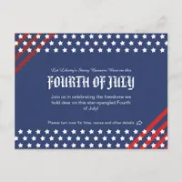 Star-Spangled Freedom Celebration, 4th of July Invitation Postcard