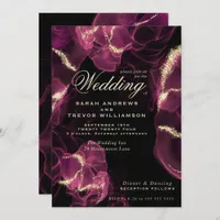 Wedding | Crimson Berry Alcohol Ink  Invitation