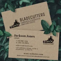 Black on Kraft Lawn Care + Mowing Business Cards