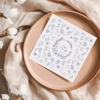 Elegant Vintage Romance Dusty Blue Floral Wedding Paper Dinner Napkins