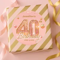 Glamorous Chic Glitter Rose Gold 40th Birthday  Classic Round Sticker