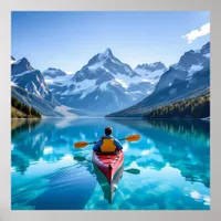  Kayaking in Mountains  Beautiful Nature Poster