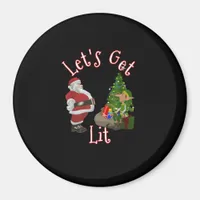 Let's Get Lit Santa Christmas Tree Design Magnet