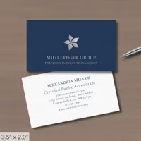 Elegant Navy Blue Luxury Logo Business Card