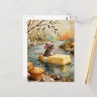 Fantasy Mouse Floating Downriver on Butter Float Postcard
