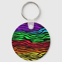 Colorful Abstract Zebra Keychain