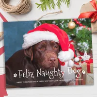 Feliz Naughty Dog Funny Personalized Pet Photo Hol Postcard