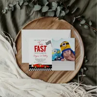 Two Fast Race Car Boy Photo 2nd Birthday Party Invitation