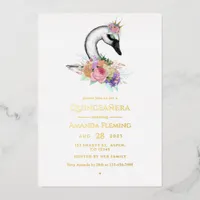 Black Swan Quinceañera Foil Invitation