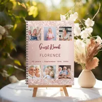 Guest book birthday photo collage rose gold budget