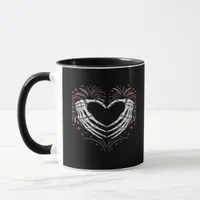 Skeleton Hand Heart 4th Of Usa Patriotic American Mug