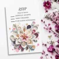 Paper Quilling Flowers Wedding RSVP Invitation