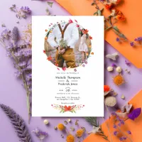 Watercolor Wild Flower Wedding Photo Wedding Invitation