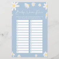 Dusty Blue Name Race Baby Shower Game card