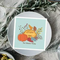 Fall-Themed Leaves Berries Pumpkin Thanksgiving  Napkins