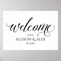 Sketched Calligraphy Wedding Welcome Sign - Black