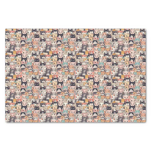 Anime cats repeating pattern tissue paper