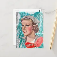 Nurse Woman with health soap 1930s era collage Postcard
