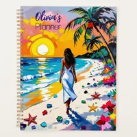 Woman on Beach Tropical Scene Personalized Planner