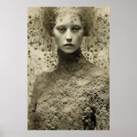 The Woman in Lace Sepia Poster