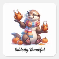 Thankful Otter Postcard Square Sticker