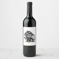 Whimsigoth Cyborg Internet Troll Vintage Art Desig Wine Label