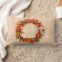Southwest Chile Wreath on Adobe Wall Lumbar Pillow