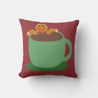 Happy Gingerbread Man Relaxing Cocoa Holiday  Throw Pillow