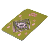 Hamsa Hand with Evil Eye and Hearts Pink on olive iPad Air Cover