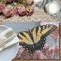 Tiger Swallowtail Butterfly on Pink Wildflower Cloth Placemat