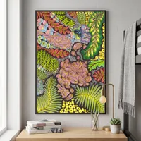Psychedelic Boho Botanical Zen Doodle Abstract Art Poster