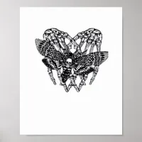 Deathshead Moth Classic - Skeleton Hand Heart Poster