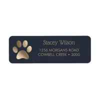 Gold Paw Print Logo On Rich Navy Blue Label