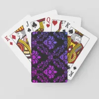 Blue & Pink Pattern on Black | Poker Cards