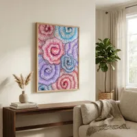 Colorful Abstract Line Art Floral Swirl Roses Poster