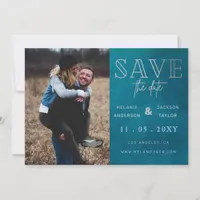 Blue Stylish Handwritten Photo Save the Date