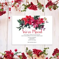 Rustic Poinsettias Berries We've Moved Holiday  Postcard