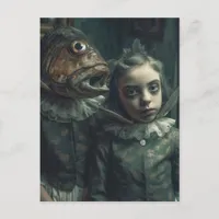 Fantasy Horror Fish Twins Postcard